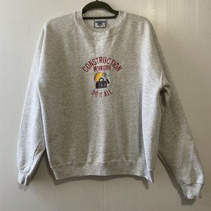 VTG Lee “Construction Workers Do It All”Heavyweight Gray Sweater Pullover XL USA
